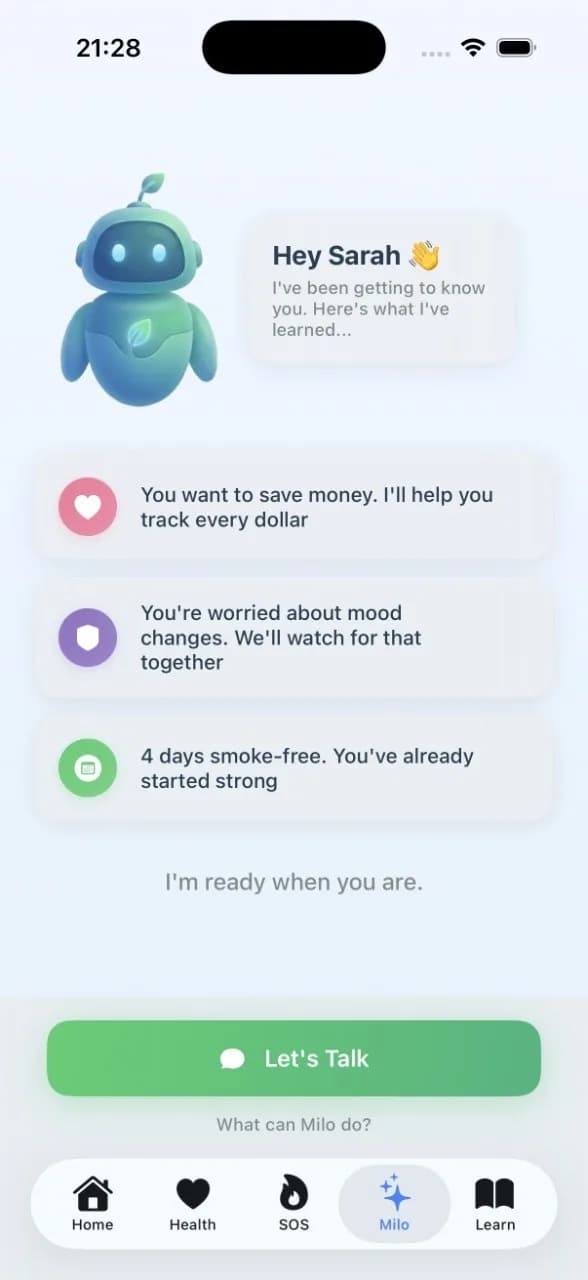 Milo iOS app intro screen